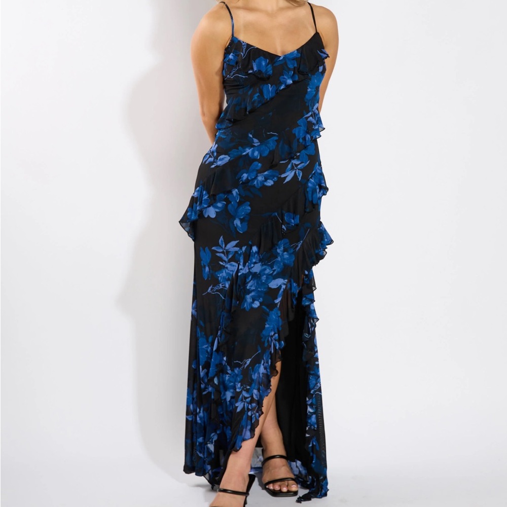 CyPress Floral Black and Blue Dress